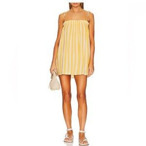Show Me Your Mumu Angel Mini Dress White Yellow Striped‎
